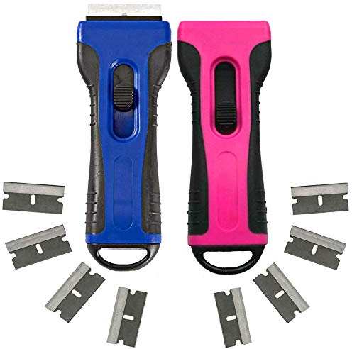 TronicXL Set 2 Stück Premium für Ceranfeld Ceranfeldschaber Glas Keramik Ceran Kochfeld Schaber Reiniger Ergonomisch Kochfeldschaber Ceranschaber (Schaber Set)