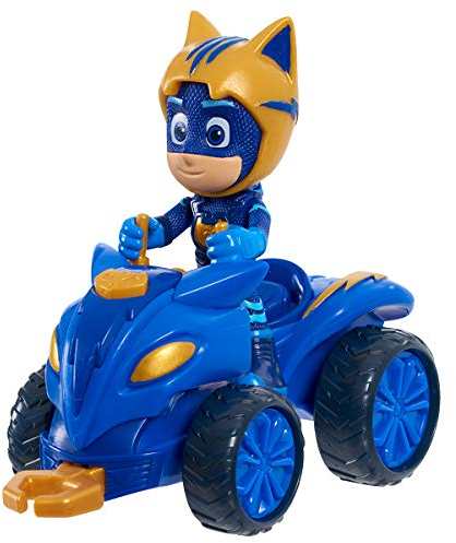 Simba 109402421 - PJ Masks Quad Catboy, mit Superhelden Action Figur, mit integrierter Seilwinde, blau mit goldenen Akzenten, Figur 8cm groß, für Kinder ab 3 Jahren