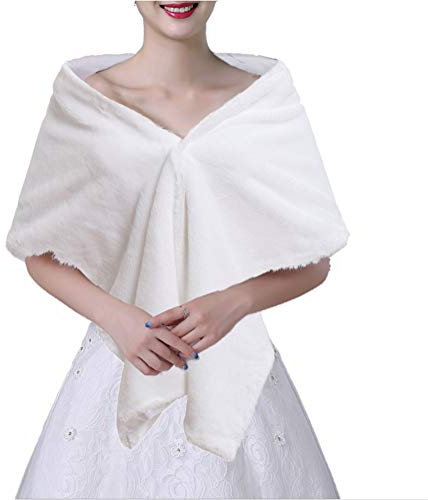GRACEART Boléro Pour Mariage Blanc en fausse fourrure Wrap Châle boléro cap Manteau Cardiga (A)