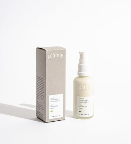 Plainly pflegende natürliche Handcreme Spender für trockene Hände mit leichter Textur – Dermatologisch getestet – Vegan zertifiziert – Mit Cacay Öl – 100% Made in Germany – 50 ml in Glasflasche