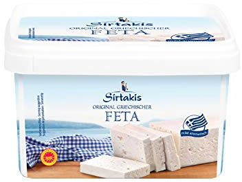 Sirtakis Feta Schafskäse - 2x 800g Behälter - Schafkäse Fetakäse griechischer Feta Schaf Käse Salzlake im Plastikbehälter Griechenland 43% Fett i.Tr. mikrobielles Lab vegetarisch glutenfrei Halal