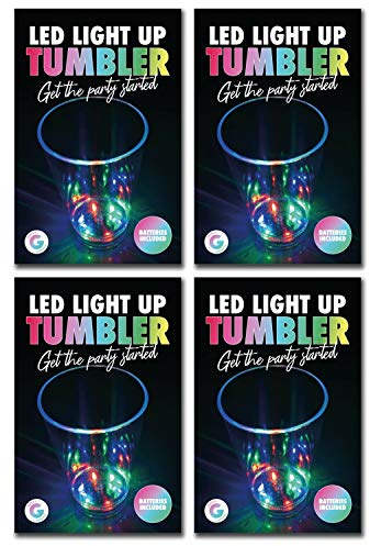 4pk LED Glass Glowing Liquid Tumbler Light Up Party Cup Fun Xmas Gift