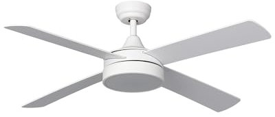 TECHBREY - Ventilador de Techo Silencioso Timor | Motor DC Eficiente | 6 Velocidades | Función Verano/Invierno | LED 15W | Control Remoto | 132cm, Blanco, Madera