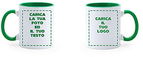 Taza de cerámica con interior verde personalizada con foto impresa para microondas de 325 ml para bebidas calientes o frías.