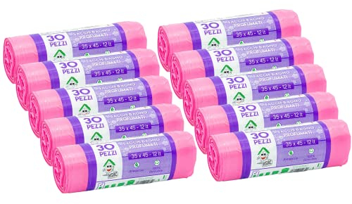 EFFENNE group - 300 Sacs poubelles parfumés transparents 35x45 cm pour la collecte des déchets à l'intérieur - Sacs plastiques pour la poubelle de la salle de bain ou de la cuisine.