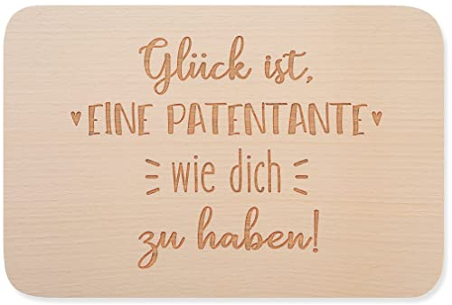 JUNIWORDS Frühstücksbrettchen, Glück ist, eine Patentante wie dich zu haben, Holzbrett Frühstücksbrett Holzbrettchen