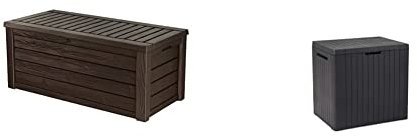 Keter Westwood 570L Outdoor Storage Box - Brown & City Outdoor Storage Box Garden Furniture 57.8 x 44 x 55 cm - Dark Grey