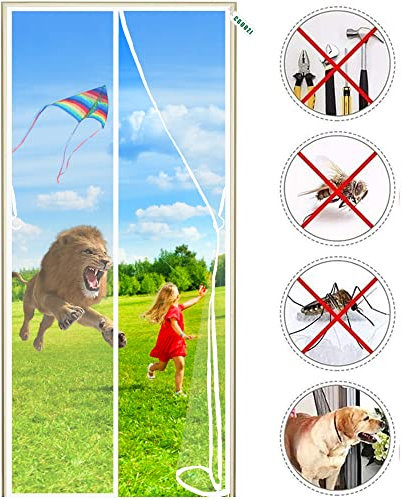 Tenda Magnetica Zanzariera, 50 x 150 cm Anti Zanzare Calamite Tenda, Chiuso Automaticamente Pieghevole Si Chiude da Sola, per Corridoi Porte Patio Bianco