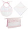 Filet - Set Bagnetto 3 Pezzi da Ricamare, Accappatoio Triangolo, Busta con Cerniera, Bavaglino, Originale Idea Regalo per Neonati, Made in Italy, Colore Rosa