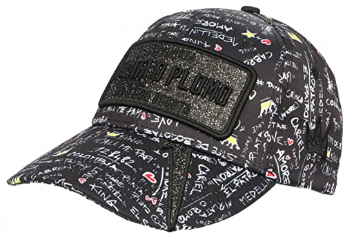 Kappe Plata o Blei, Schwarz, Grau, Strass, Baseball-Kapsel, Größe: Einheitsgröße – Farbe: Schwarz – Unisex, Schwarz , Einheitsgröße