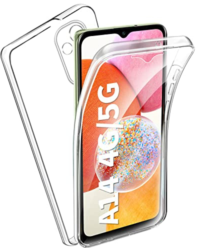 FLLAO Kompatibel mit Samsung Galaxy A14 5G / 4G Hülle 360 Grad Handyhülle, Silikon Full Schutz Cover [Hart PC Zurück + Weich TPU Vorderseite] Vorne und Hinten Schutzhülle