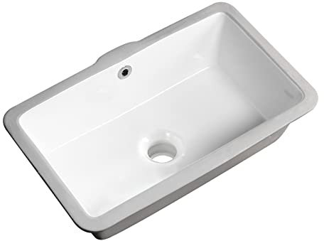 Lavello da bagno sottopiano da 40,5 cm piccolo rettangolare sottopiano lavello in ceramica bianca sotto il bancone da bagno con troppopieno (50,5 x 31,5 cm)