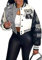 Frauen Cropped Baseball Jacke Varsity Jacke Print Color Blocking unten Jacke Baseball Kappe Y2K Streetwear Mantel leichte Jacke Sweatshirt (Grau,XL)