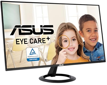 ASUS Eye Care VZ24EHF - 24 Zoll Full HD Monitor - Schlankes Design, Rahmenlos, Flicker-Free, Blaulichtfilter, Adaptive Sync - 100 Hz, 1ms MPRT, 16:9 IPS Panel, 1920x1080 - HDMI