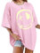 WIEIYM Women Oversized T Shirts Loose Crew Neck Short Sleeve Summer Tops Shirt Women's Casual Baggy Tops Blouse Graphic Tee Shirts S-XXL Pink