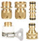 5 Piezas Conector Manguera Laton Set 2X Conector Rápido Manguera 3/4 1X Conector de Grifo 2 en 1 de 2/1 o 3/4 1X Conector de Manguera Bidireccional 1X Conector Universal para Grifo