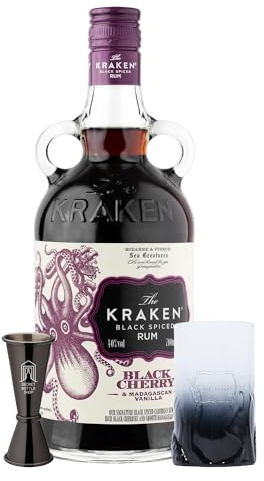 Kraken Cherry & Vanilla Spiced Rum Glass & Jigger Set 70cl - Rum Gifts For Him…