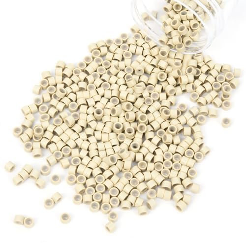 Vlasy 200 Pcs Silicone Micro Rings for I Tip Hair Extensions 5mm Micro Nano Beads Micro Links Hair Beads (Blonde)