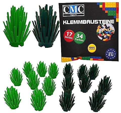CMC imports 10 x Strauch Pflanze Busch Klemmbausteine vers. Farben zur Auswahl Hecke Bausteine Noppensteine (Grün Mix)