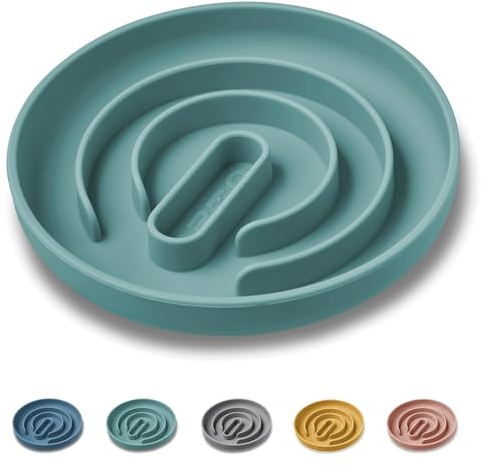 OHMO Gamelle Anti Glouton en Silicone avec Fond Antidérapant et Ventouse,Gamelle Anti Glouton Non Toxique pour Chats et Chiens de Taille Moyen