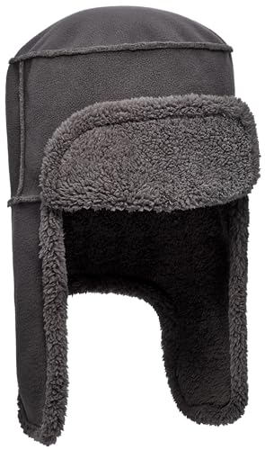 UGG Teddy Fur Fliegermütze Pilotenmütze Chapka Trappermütze Lapeer (L/XL - dunkelgrau)
