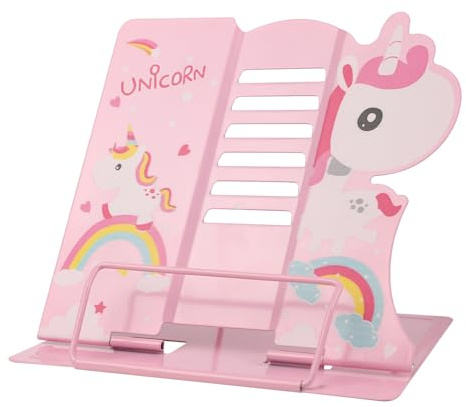 FYting Leseständer,Accountant,Buchständer Kinder,Bücherständer 6 Stufen Verstellbar,für Präsentationen, Lehrbücher, iPad, Kochbücher, Geeignet für Schulen, Küchen und Büros (Rosa)