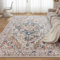 CHOSHOME Waschbarer Teppich Wohnzimmer 80x150CM Teppiche Schlafzimmer Vintage Kurzflor Teppich Flauschiger rutschfest Teppiche Beige