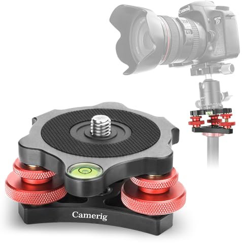 Camerig Camera Leveler Tripod Leveling Base Tri-Wheel Head for Macro Photography Aluminum w Bubble Level 3 Axis Level with +/-5 Degree Precision Adjustment for DSLR Camera Rotator Panoramic Head