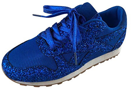 Damen Sneaker Pailletten Glitzer Flach Schuhe Freizeit Atmungsaktiv Walkingschuhe Turnschuhe Outdoor Fitness Jogging Sportschuhe Dark Blau 41