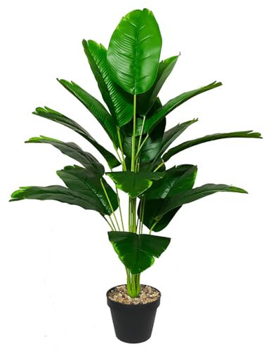 AIVORIUY Plantas Artificiales con Maceta Palmera Grande Árbol Artificial Plástico de Interior y Exterior Decoración para del Hogar, Oficina, Casa, Balcón, Dormitorio Baño (80cm Plátano Verde)