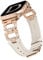 Wearlizer Leather Strap Compatible with Apple Watch Straps 41/40/38/42mm Women, Dressy Fancy Bling D-Shape Diamond Strap for iWatch Series 10/9/8/7/6/5/4/3/2/1/SE, Starlight/Rose Gold M