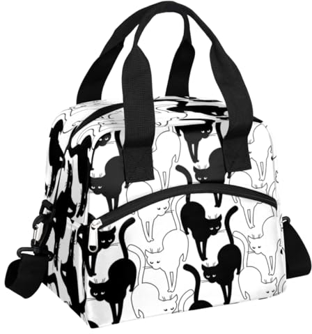 Tavisto Wiederverwendbare isolierte Lunchtasche mit Katze, auslaufsicher, Kühltasche, große Lunchtasche mit verstellbarem Schultergurt, für Damen, Herren, Erwachsene, Arbeit, Picknick, Strand