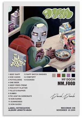 GAOSHI MF Doom-Poster, Essensalbum, Poster, Musikposter, Wandkunst, Leinwand, Geschenk für Freunde, Schlafzimmer, Wohnzimmer, Dekoration, moderne Ästhetik, 30 x 45 cm, ungerahmter Stil, 3