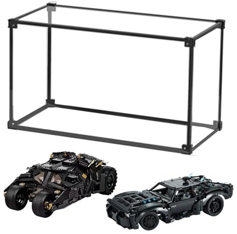 AAABOX Acryl Vitrine Groß Transparente Stapelbar Staubdicht mit Tür für Lego,50x30x20cm Vitrinenschrank Schaukasten Selbstmontage mit Rahmen aus Aluminiumlegierung für Sammlung Modellautos Figuren