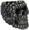 MINGZHE Totenkopf-Schale, Totenkopf-Blumentopf, Halloween-Schädel-Figuren, Blumentopf, Pflanzgefäß, Skelett-Statue, Ornament, Totenkopf-Pflanzgefäße für Zimmerpflanzen,(Schwarz und Silber)