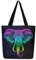 Hippie Elefant Leinwand Einkaufstasche Regenbogen Gradient Einkaufstasche, Bohemian Tribal Tier Einkaufstasche Exotische Ethnische Thema Canvas Tasche, Mandala Paisley Lebensmitteltasche Schwarz