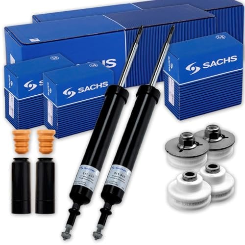2x SACHS Stoßdämpfer + Domlager + Protection hinten passend für E81 E82 E90 E91