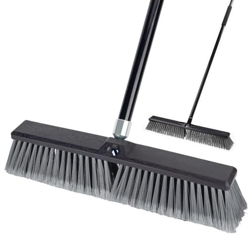 Heavy Duty Garden Brush - Industrial Yard Broom with Stiff 24 Brush Head | Perfect for Yard, Garden, and Terrace Cleaning | 135cm Long Handle for Comfortable Use