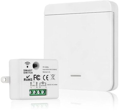 Herbst Juego de interruptores de luz inalámbricos, 230 V, no requiere cableado, juego de interruptores inalámbricos con receptor