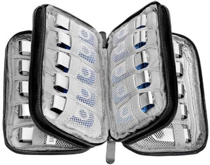 Custodia USB Portatile - Custodia Per Chiavetta USB Con 30 Slot A Rete Slot Individuali | Organizer Impermeabile Con Doppia Cerniera Per Dischi Rigidi, Perfetto Per Conservare E Trasportare Unità