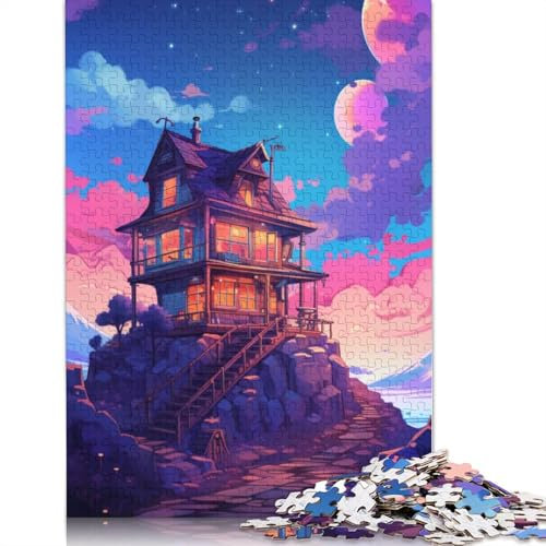 Puzzle für Erwachsene, Anime-Haus, 1000 Teile, Puzzle aus Pappe für Erwachsene und Kinder ab 12 Jahren, anspruchsvolle Puzzles für Erwachsene, Größe 38 x 26 cm