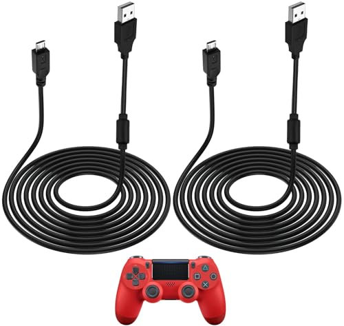 2PCS Micro USB Ladekabel 1 8m für PS4/PS4 Slim/Pro Xbox One/Series X/S DualShock 4, Kabel für PlayStation 4 Controller, Netzkabel Datenkabel Charging Cable Schnellladung