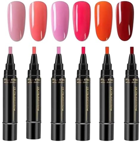 Polishey Nail Polish Pens Uk, Quick-Dry 6 Colors Gel Nail Polish Pens, Non UV Gel Nail Polish Crafts Pens For Women Girls Manicure Pedicure Nail Varnish Pens For Home Salon