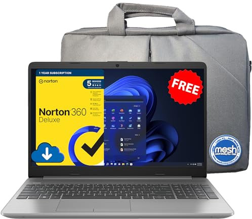 MESH Computers HP 255 G10 15.6-inch Full HD Laptop (AMD Ryzen 5 7530U, 32 GB RAM, 1 TB SSD, Wi-Fi 6, Windows 11 Pro) includes FREE Norton 360 Deluxe Anti Virus