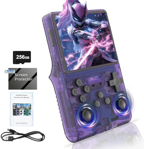 KINMRIS R40S Pro Retro Handheld Spielekonsole 256GB 30000+ Spiele, Retro Konsole 3.5 Zoll IPS Bildschirm Dual System Tragbarer Pocket Video Player