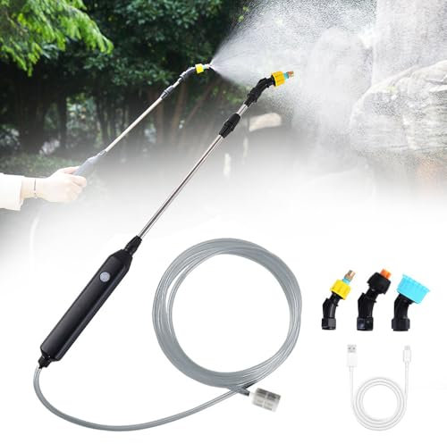 KBIBCK Electric Garden Sprayer, Battery Powered Sprayer with Telescopic Wand, 3 Nozzles, 5M Hose Mister Sprayer, Portable Weed Sprayer Pump, Electric Plant Sprayer for Yard, Lawn, Weeds, Plants