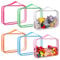 6 Colors Clear Toy Storage Bags PVC Organizing Bags with Zipper Reusable Waterproof Toy Bags with Handle, 12.6x9 inch Plastic Storage Bag for Board Games, Building Blocks, Puzzles