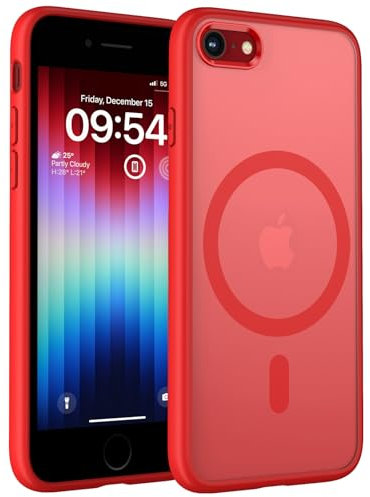 TOCOL für iPhone SE Hülle für Magsafe, für iPhone 8/7 Hülle, Stoßfest Anti-Fingerabdruck Kratzfest Transluzente Rückseite Matt Magnetisch Handyhülle für iPhone 8/7/SE 3/2(2022/2020) Case, Rot