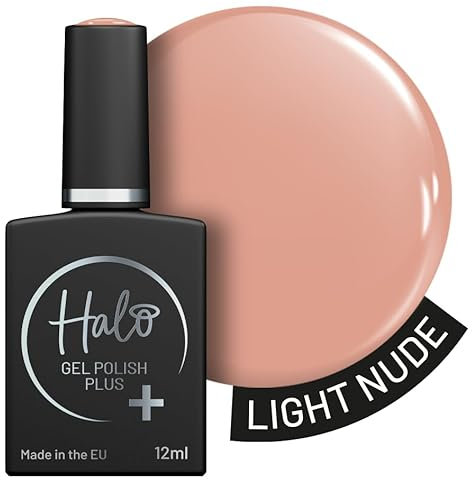 Halo Gel Polish Plus 12ml - Light Nude. UV/LED Gel Nail Polish, Long Lasting & Easy To Apply. Nail Art Colours For Manicure & Pedicure. Hema Free Gel Polish For Professional & Home Use.
