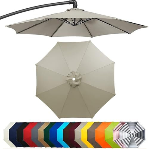 Sonnenschirm Ersatzbezug 200/270/300cm 8 Streben/6 Streben Ersatzabdeckung Für Garten-Sonnenschirm, Schirmdach Ersatz Tuch Für Gartenschirm Tischschirm, Bespannung Ampelschirm Bezug(Topaz,6ribs:2.7m/9